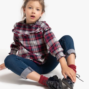 Blusa con cuello alto a cuadros, 3-12 años LA REDOUTE COLLECTIONS