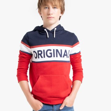 Sudadera de felpa tricolor con capucha, 10-18 años LA REDOUTE COLLECTIONS