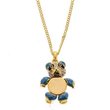 Collier Ourson Strass Rose – Chaîne Réglable 40-45 Cm – Neuf Avec étiquettes