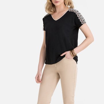 T-shirt com decote em V, mangas curtas ANNE WEYBURN