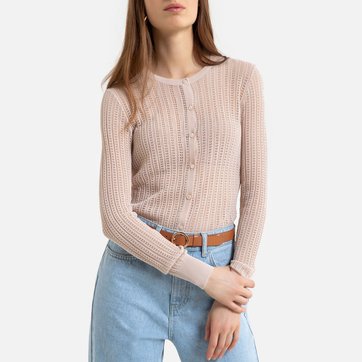 Feinstrickjacke, runder Ausschnitt, Ajourdetails LA REDOUTE COLLECTIONS