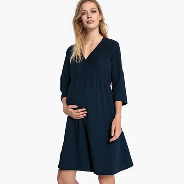 Vestido modelo cruzado, mangas 3/4, para grávida LA REDOUTE MATERNIDADE