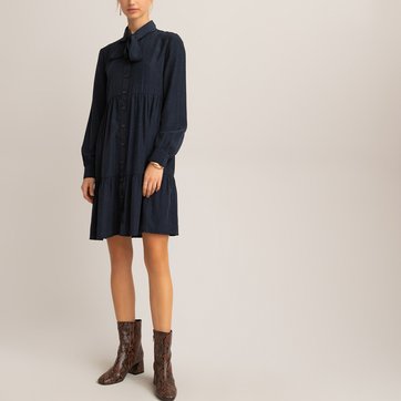 Vestido evasé e curto, de mangas compridas LA REDOUTE COLLECTIONS