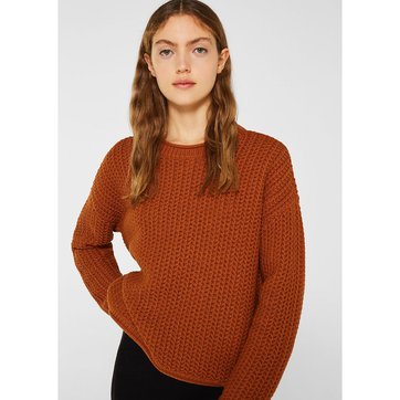 Rundhals-Pullover aus grobem Musterstrick ESPRIT