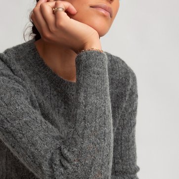 Pullover mit rundem Ausschnitt, Pointelle-Feinstrick LA REDOUTE COLLECTIONS