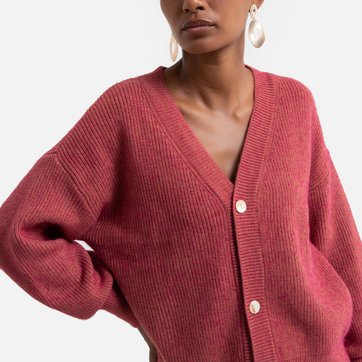Geknöpfte Strickjacke, V-Ausschnitt, Ballonärmel MOLLY BRACKEN