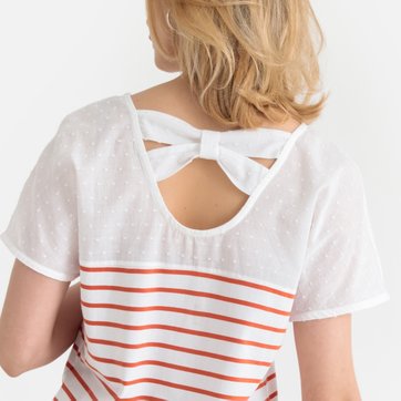 T-shirt às riscas e com ponto cheio T-shirt às riscas e com ponto cheio ANNE WEYBURN