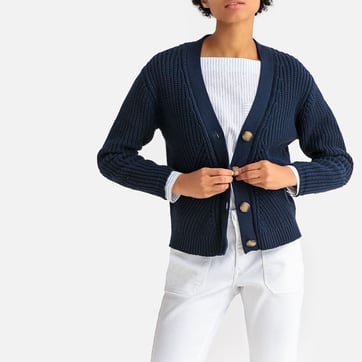 Gilet Court POLES 100% Coton - Taille L (40/42) - Occasion En Excellent état - Couleur Gris Beige