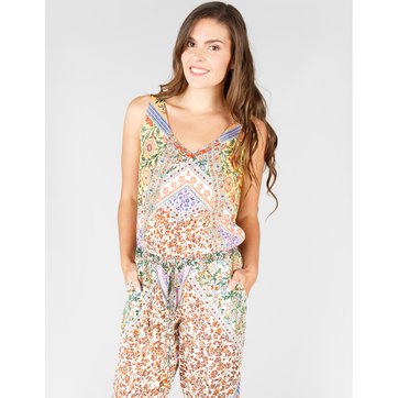 Macacão comprido, estampado patchwork às flores Macacão comprido, estampado patchwork às flores DERHY