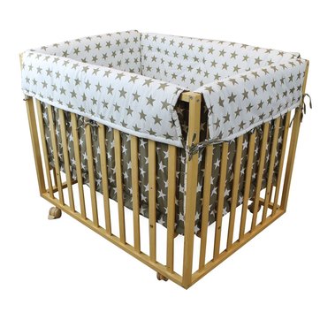 Bois Motif Du Fond Etoiles Ajustable En Hauteur Blanc Parc Octogonal 107 Cm X 107 Cm