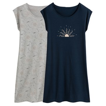 2er-Pack Sleepshirts mit angeschnittenen Ärmeln LA REDOUTE COLLECTIONS