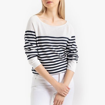 Jersey de estilo marinero de punto fino de algodón mezclado LA REDOUTE COLLECTIONS