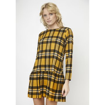 Vestido corto estilo patinadora a cuadros, manga larga COMPANIA FANTASTICA