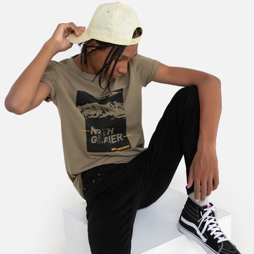 T-shirt de gola redonda, estampado à frente, 10-18 anos T-shirt de gola redonda, estampado à frente, 10-18 anos LA REDOUTE COLLECTIONS
