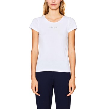 T-shirt lisa com gola redonda, mangas curtas ESPRIT