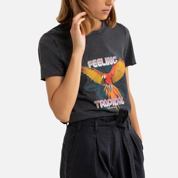 T-shirt de gola redonda, motivo à frente T-shirt de gola redonda, motivo à frente ONLY