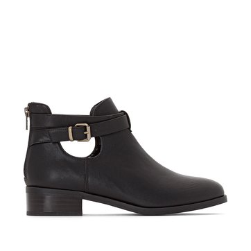 Botines abiertos en el tobillo con hebilla y cremallera detrás LA REDOUTE COLLECTIONS