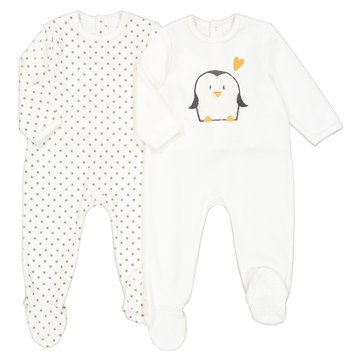 Lote de 2 pijamas, em veludo, 0 mês-3 anos LA REDOUTE COLLECTIONS