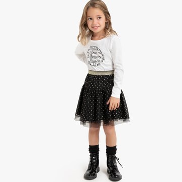 Saia em tule, estampado às bolas, 3-12 anos LA REDOUTE COLLECTIONS