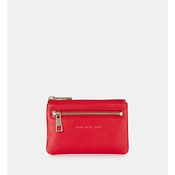 Fxhan Porte-Monnaie en Cuir pour Femme avec Fermeture /éclair Rouge