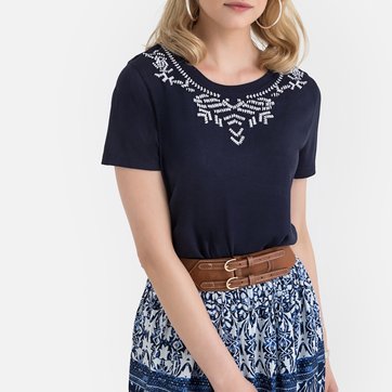 T-shirt bordada, em jersey fluido ANNE WEYBURN