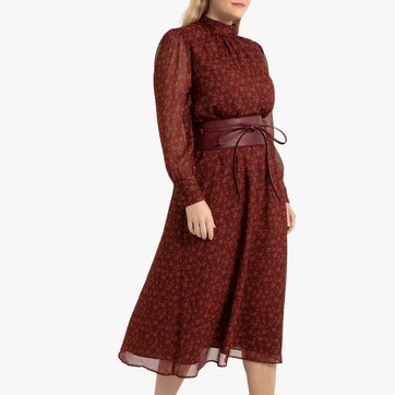 Vestido largo con cuello alto, de manga larga LA REDOUTE COLLECTIONS PLUS