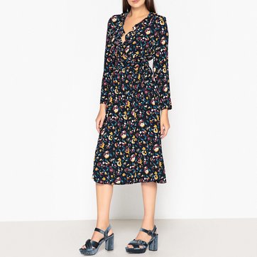 Vestido cruzado de flores LAURIA FLEURS MARINE LA BRAND BOUTIQUE COLLECTION