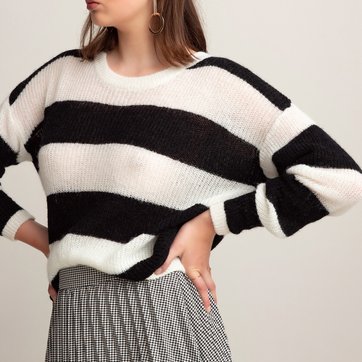 Camisola de gola redonda, às riscas LA REDOUTE COLLECTIONS