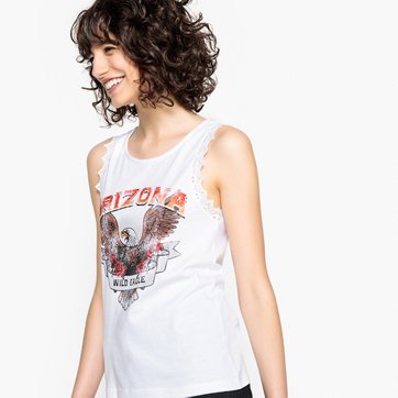 Top de gola redonda, macramé nas cavas LA REDOUTE COLLECTIONS