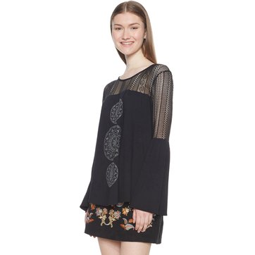 Camisola de gola redonda, mangas compridas, estampada DESIGUAL