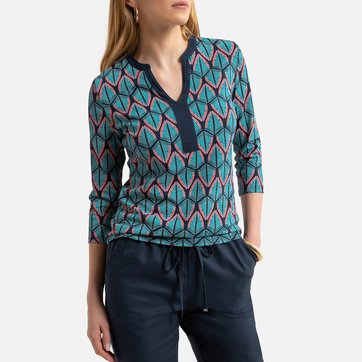 Bedrucktes Shirt, Henley-Ausschnitt, 3/4-Ärmel ANNE WEYBURN