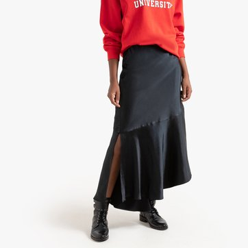 Langer Rock mit asymmetrischer Form, Satin, Volants LA REDOUTE COLLECTIONS