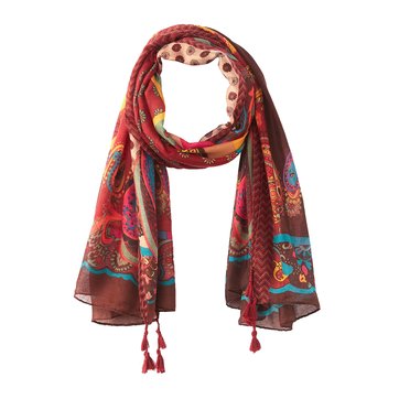 Lenço estampado com cornucópias, acabamento com borlas LA REDOUTE COLLECTIONS