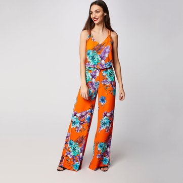 Calças largas estampado tropical Pazou MORGAN