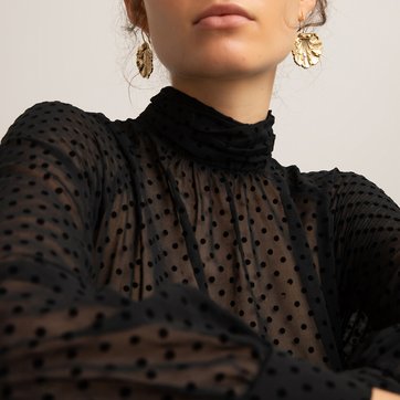 Bluse mit Stehkragen, langen Ärmeln und Tupfenmuster LA REDOUTE COLLECTIONS