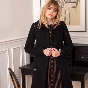 Manteau femme en solde CHEMINS BLANCS | La Redoute Manteau long chaud femme alpaga bleu, Soria Chemins Blancs