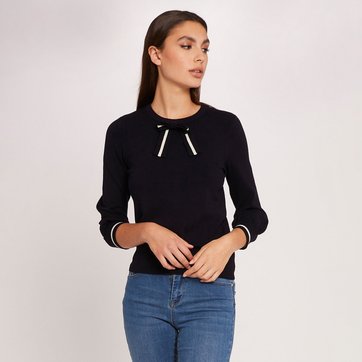Camisola de gola redonda e mangas compridas, com laço MORGAN