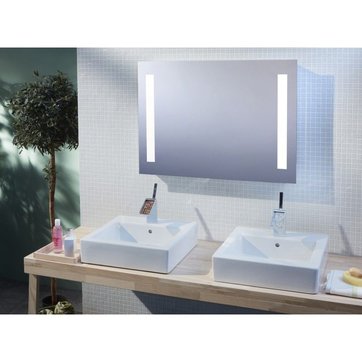 bu/ée et capteur 70 x 50 cm Warmiehomy Miroir de salle de bain lumineux moderne 60 LED avec /éclairage prise rasoir