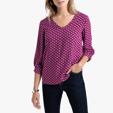 Blusa con cuello de pico y manga 3/4 ANNE WEYBURN