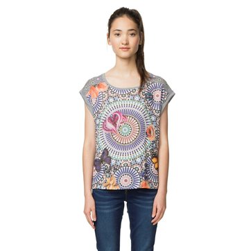 T-shirt de gola redonda, estampado gráfico DESIGUAL