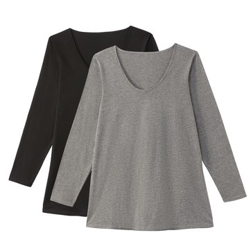 T-shirt de gola redonda, mangas compridas (lote de 2) CASTALUNA