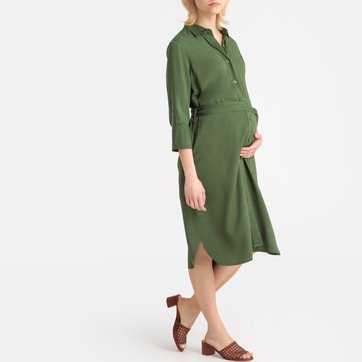 Vestido para grávida modelo camisa, mangas pelos cotovelos LA REDOUTE MATERNIDADE