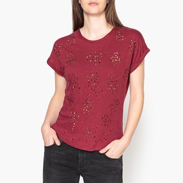 T-shirt em malha fantasia, efeito usado, HINY T-shirt em malha fantasia, efeito usado, HINY BERENICE