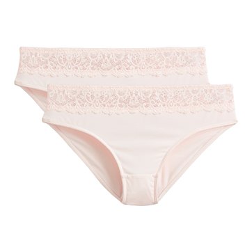 2er-Pack Slips aus Mikrofaser, Bund Spitze LA REDOUTE COLLECTIONS