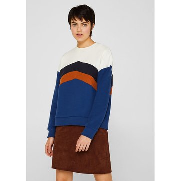 Sweatshirt, runder Ausschnitt, Fischgratmuster ESPRIT