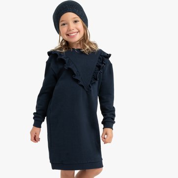 Vestido de mangas compridas em moletão, 3-12 anos LA REDOUTE COLLECTIONS