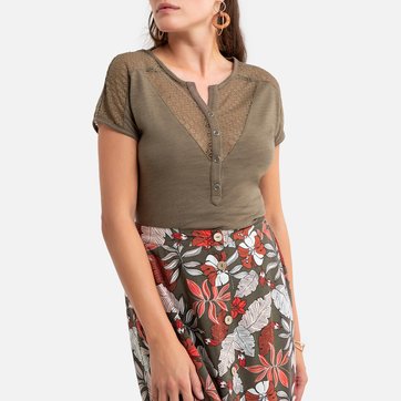 T-Shirt mit Spitze und Henley-Ausschnitt ANNE WEYBURN