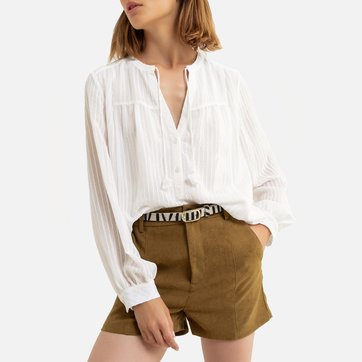 Blusa com mangas compridas, decote em V e atilho SEE U SOON
