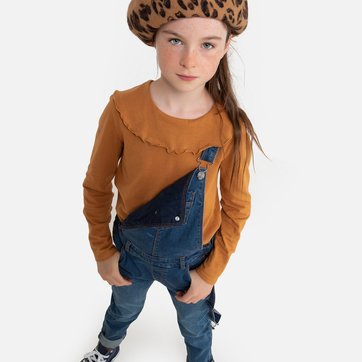 Camisola de gola redonda com folho, 3-12 anos LA REDOUTE COLLECTIONS