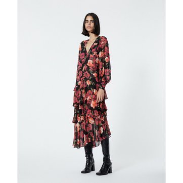 robe the kooples rouge fleurs